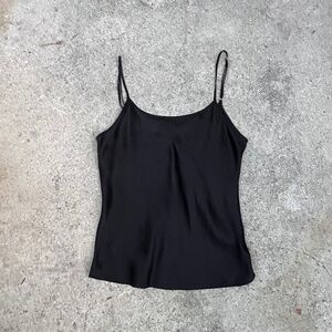 100 silk camisole cami black xs extra small spaghetti strap tank top minimalist